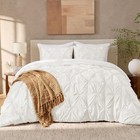 Ivory Oversized King 3pc Comforter Set - Pinch Pleat  Soft Down Alt  All Season