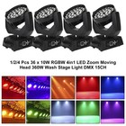 1 2 4 Pcs 36 X 10w Rgbw 4in1 Led Zoom Moving Head 360w Wash Stage Light Dmx 15ch