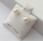14k  Gold  Genuine Akoya  Cultured  Pearl  Round  5 - 5 6 Mm  Stud  Earrings New