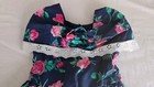 Vtg 1980s Girls Floral Party Dress Navy Pink Roses Lace Trim Full Skirt Sz 3t 