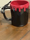 Rae Dunn Black Ceramic Mug W  Blood Red Interior- Bite Me- Halloween Nwt
