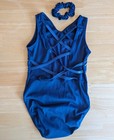 Competition Gk Elite Gymnastics Dance Leotard Cl Large Blue Sequins   Scrunchie