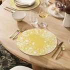  Spring Leaves Vinyl Round Placemats Set Of 4  14 Inch 14   Round 4 Pcs Yellow