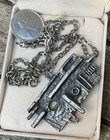Vintage Signed Robert Larin Brutalist Modernist Pendant Chain Canadian Art Mcm