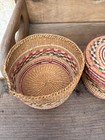 Vintage Boho Sweetgrass Hand Woven Wicker Nesting Baskets W lids Set Of 5 Read