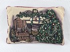 Tapestry Christmas Tree W cat Throw Pillow Holliday 17 x11  Winter