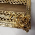 Vtg Gold Metal Regency Footed Tissue Box Holder Cover Dispenser Filigree Rose