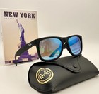 Ray-ban Rb4165 Justin Polarized Sunglasses Matte Black Blue Mirror Lens 54mm Men