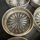 Antique Cut Glass Silverplate Drink Coasters Stamped 