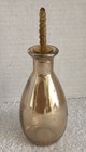 Iridescent Golden Glass Perfume potion Bottle With Leaf Stopper 6 5 Inch Vintage