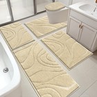Bath Rug Set 5 Pcs Soft Bath Mat With Toilet Cover   U-shaped Contour Toilet Rug