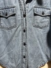 Vtg At Last Blues Denim Shirt Cheetah Print Collar Size Small Youth