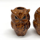 Vintage Macrame Ceramic Beads 70s Hoot Owl Brown Woodland Set Of 4 2 5   h