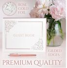 Gold Stamped Wedding Guest Book  Wedding Guest Book With Pen  Floral Guest Book 