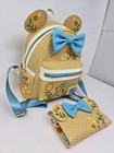 Loungefly Disney Minnie Mouse Ears Floral Bowtie Mini Backpack   Wallet Set Nos