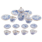Mini Tea Set Dollhouse Vintage Floral Blue  White Ceramic Tea Set Free Shipping