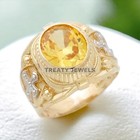 Citrine Oval Cut With 14k Yellow Gold Ring For Men s  477  