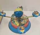 Vintage Mgrs Tin Wind Up Merry Go Round Turning Chair Toy Working W  Box