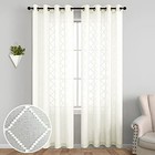 Diamond Linen Look Long Curtains For 52 w X 108 l  pack Of 2  Cream Beige