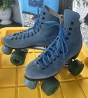 Sure-grip 1300 Blue Suede Quad Roller Skates Size 5 Super X 4l Teal Wheels Usa