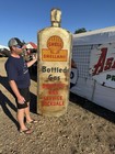 Vintage Large Shell Oil Gas Gasoline Shellane Bottle Tank Sign 30 By 96 Inch