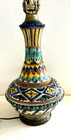 Rare Old Vintage The Miller Co Majolica Pottery Table Lamp Italy Bakelite Plug