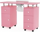 Pink Manicure Table Nail Desk Nail Table Beauty Salon Station W  Dust Collector