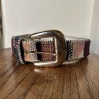 Vintage Absolutely Fresh By Prestige Leather Belt Tapestry Patchwork 52    Sz 26
