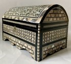 Handmade Wood Jewelry Box Trinket Storage Vanity Mother Of Pearl Inlay Keepsake