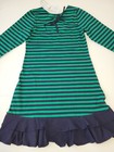 Florence Eiseman Striped Knit Ruffle Dress Size 16 Nwt Blue Green Long Sleeve