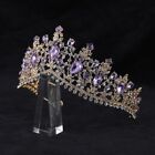 Gold Crown Vintage Headband  Purple Crystal Rhinestone Hair Jewelry