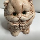 Vtg Ceramic Green Eyed Brown Kitty Cat 4 5    Tall