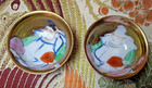 Vtg Japanese Kutani Ware Sake Cup Ochoku Pair Ebisu 7 Lucky God Of Fisherman