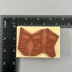 Christmas Stockings Holiday 2 25   x3 25    Wood Mounted Rubber Stamp