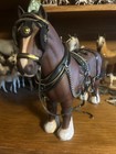 Large Beswick England Bay Drafter Horse With Harness Ch Burnham Beauty