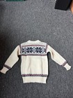 Dale Of Norway Kids Fair Isle Wool Knit Pullover Crewneck Sweater 8 White
