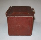 Antique Vtg 19th C 1800s Small Wrought Iron Box Original Red Paint Great Surface