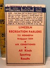 1942 At-a-glance Baseball Schedule Lincoln Recreation Palors