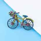 Vintage Blue Bicycle Brooch Pin Inlaid Shiny Rhinestone Women Men Unique Gift