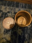 Vintage Hand Turned Small Wood  Trinket Container Box With Lid