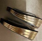 Vintage Authentic Japanese Kimono Sandals Glossy Black   Gold Trim  Leather Heel