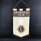 Vintage Antweroeb Zuid Lions Club International Pennant Flag Embroidered Gold 