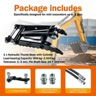 2t Mini Excavator 3-hole Hydraulic Thumb Kit Complete Hoses Bolts Mount Grab
