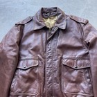 Vintage 60s Brown Leather Flight Bomber Jacket Ideal Zip Military Style Xl
