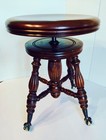 Beautiful Antique Piano Stool  Wood   Cast Iron - Chas Parker-early 1900 s