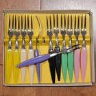 Vintage Set Of 12 Miniature Cocktail Forks Hors D oeuvre Forks Party 6 Colors