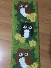 Vintage Owls Latch Hook Rug wall Hanging  Approx 12x48  Complete  Very Cute
