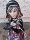     beautiful Caped  Pagan Witch W crystal Ball  Smooth Resin Figurine statue    