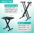 Keyboard Stand Piano Bench Set  Double X Adjustable Keyboard Stand Piano Stand W