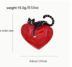 Black Cat Pin Brooch Valentine Heart New Fashion Jewelry Free Ship 1 7 Inch